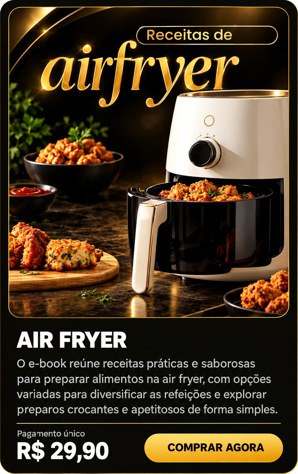 E-book Air Fryer — Dra Andréa Gigliotti, pagamento único de R$ 29,90
