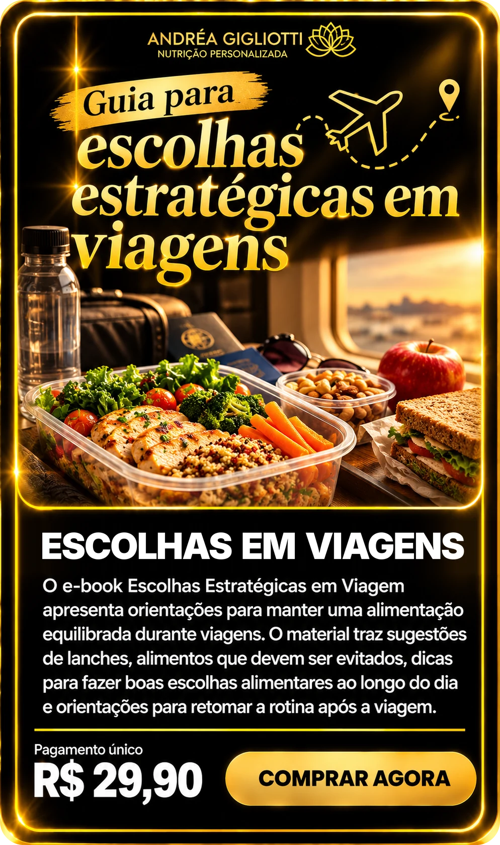 E-book Escolhas em Viagens — Dra Andréa Gigliotti, pagamento único de R$ 29,90